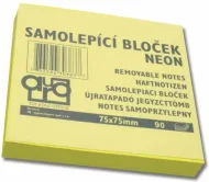 Samolepicí bloček, žlutý, 75x75 mm, 100 lístků