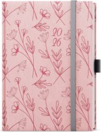 Denní diář - Adam - Vivella extra - B6 - pastelová růžová - Kvítí