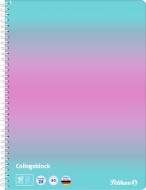 Blok spirálový A4/80 listů, čtvereček, mintová/růžová