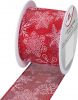 Stuha textilní 2mx40mm, červená s vločkami