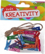 Kolíčky W026571 barevné 2,5 cm, 25ks + provázek