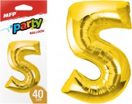 Balónek č. 5 nafukovací fóliový 40 cm - zlatý 8000178 - zvětšit obrázek