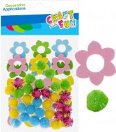 Nálepky Velikonoční 24ks pěnové s bambulkami, mix