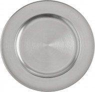 Dekorační talíř 33cm, plastový, stříbrný