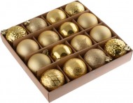 Vánoční baňky 16ks 6cm, plastové, zlaté