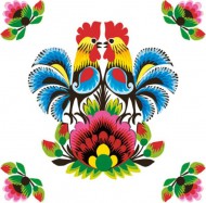 Ubrousky celoroční Łowicz Folk Roosters on White, 33 x 33 cm, SLOG 0589 01