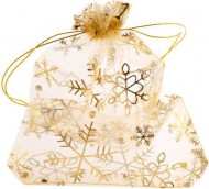 Organzový sáček Vánoční 9x12cm, zlatý/zlatý