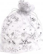 Organzový sáček Vánoční 15x23cm, bílá/stříbrný