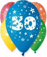 Nafukovací balónky 5ks s potiskem číslice 30