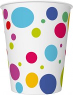 Papírové kelímky 250ml, barevné kolečka