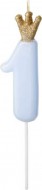 Dortová svíčka číslice 1 Crown, modrá