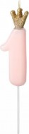Dortová svíčka číslice 1 Crown, růžová