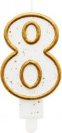 Dortová svíčka číslice 8 zlacená s glitry 7,5cm