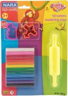 Modelína-Plastelína NARA 12ks s vykrajovátky 2ks a válečkem