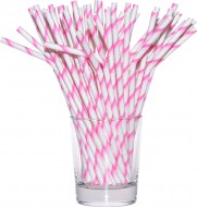 Brčko papírové kloubové 12 ks - růžové proužky