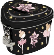 Plechová pokladnička se zámkem srdce - Baletka