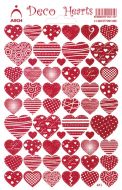 Samolepky srdíčka červená glitter Deco Hearts 412-RG