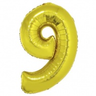 Nafukovací číslice balónek, zlatá folie 35cm číslice 9 - zvětšit obrázek