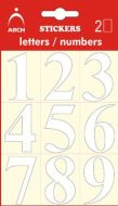 Čísla bílá 0-9, výška 38 mm - 2 archy v blistru