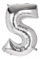 Nafukovací číslice, stříbrná folie 40cm číslice 5 - zvětšit obrázek