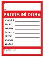 PRODEJNÍ DOBA A4 - plast. cedulka