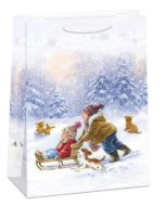 Dárková papírová taška MAXI (47 x 70 cm) Sáňky