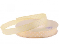 Saténová stuha světlá okrová s puntíky 12 mm/25m