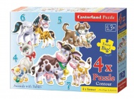 Puzzle Castorland 4v1 (4,5,6,7 dlk) Zvtka a jejich mltka  - zvtit obrzek