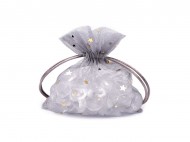 Dárkový pytlík hvězda 10x13 cm tylový 2 šedá, 1 ks - zvětšit obrázek